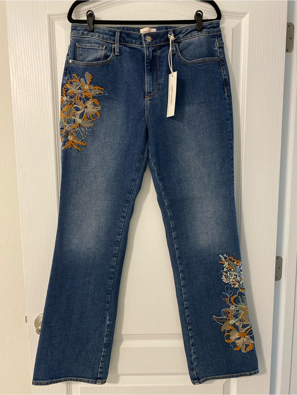 DRIFTWOOD Blue Embroidered Wide-Leg Jeans